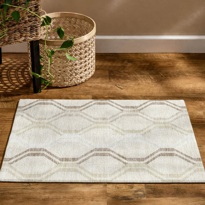 Premium Machine Washable Mayfield AMF2326 Mid-Century Modern Rug, Beige, 2'6" x 3'10"
