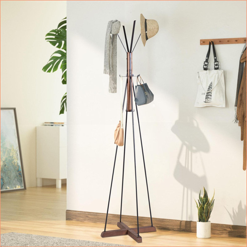Coat Racks, Industrial Reclaimed Wood &amp; Metal with 8 Hooks | Natural | Wood + Stainless Steel