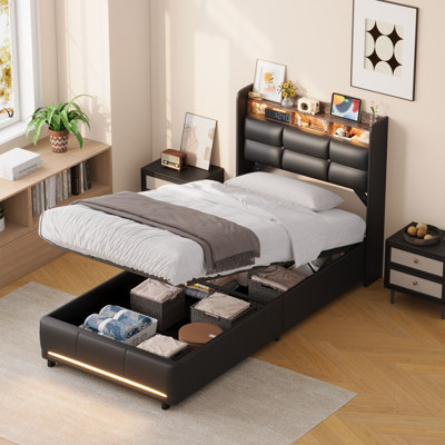 Upholstered Lift Up Storage Bed