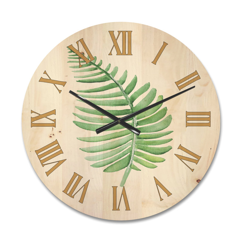 Horloge murale en bois Tropical Leaf of Monstera III, Petit