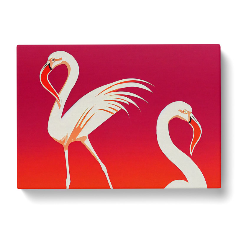 Flamingo Art Deco Style - Wrapped Canvas, 35cm H x 50cm W x 3cm D