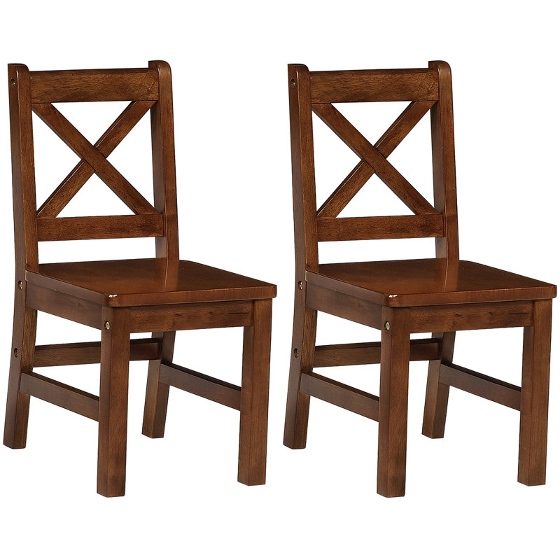 Merrill Kids 11.25" Solid Hardwood Desk Or Activity Chair and Ottoman, Coffee, Coffee