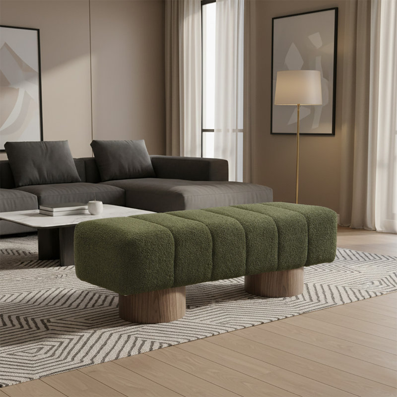 Stylish Upholstered Bench for Living Room, Bedroom, Dining Room, and Entryway, Green