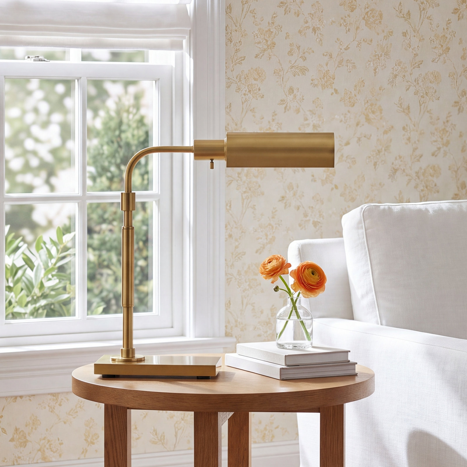 Tarpley Metal Desk Lamp, Burnished Brass