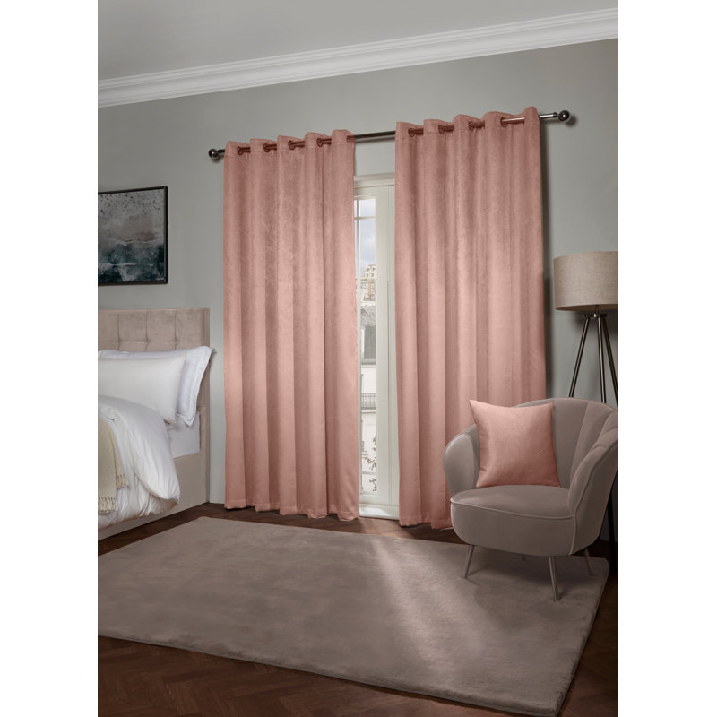 Ambiance Blackout Curtain Pair, 168 W x 228 D cm, Blush Pink