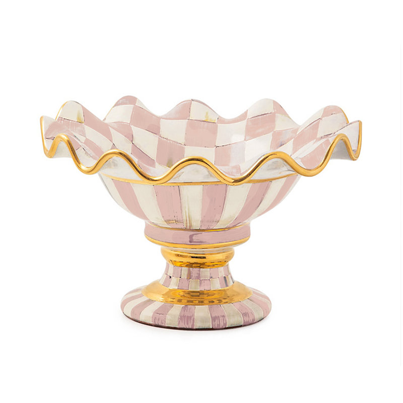 Rosy Check Ceramic Compote