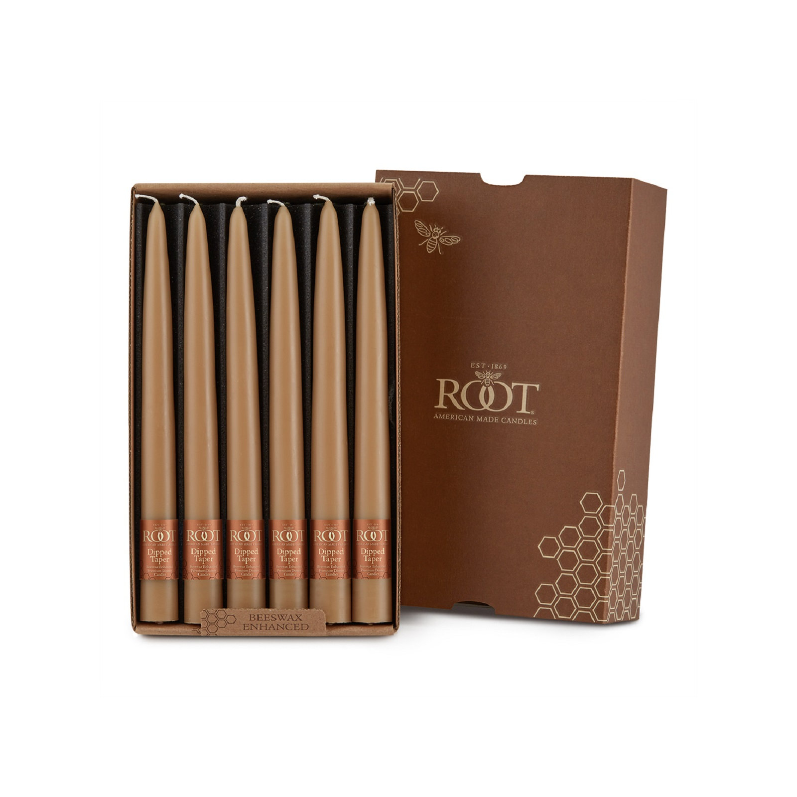 12 Piece Unscented Taper Candle Set, Beeswax, 9" H x 0.88" W x 0.88" D