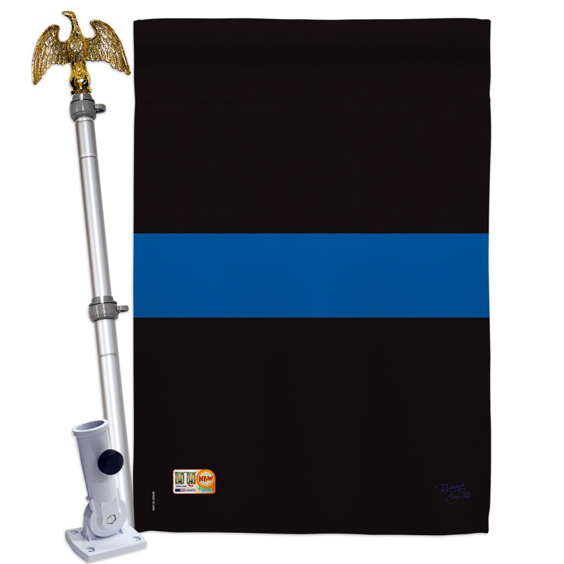 Mélange de polyester décoratif à 2 côtés 40 x 28 po à impressions par rayures ensemble de drapeau, Bleu