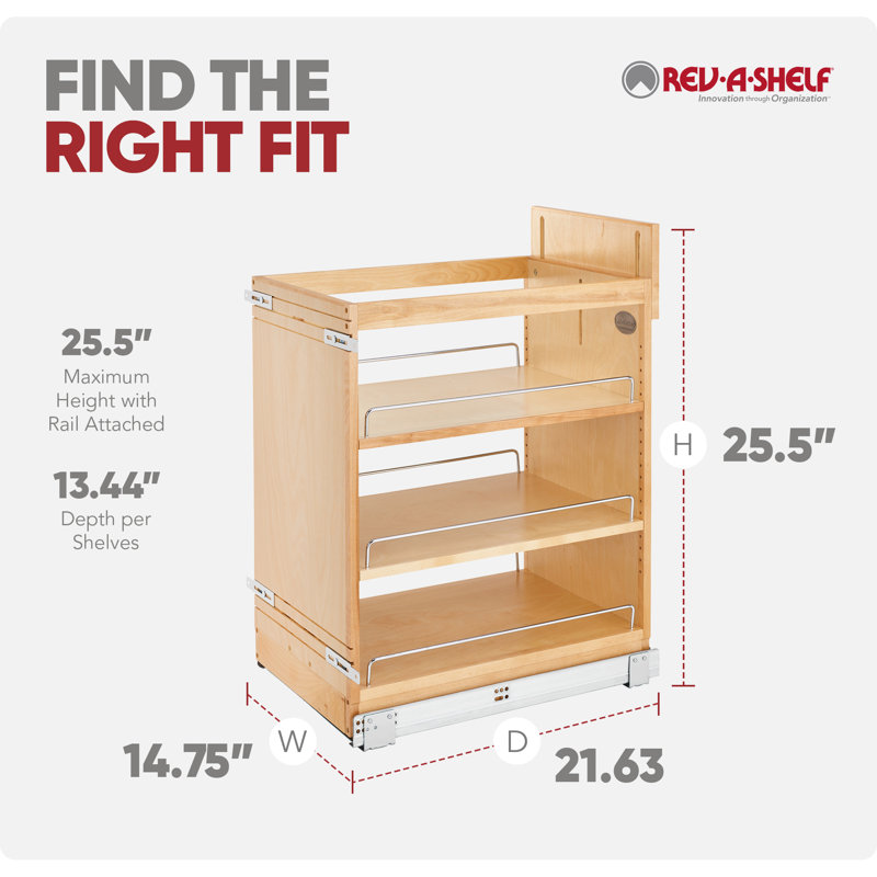 Rev-A-Shelf Pullout Kitchen Cabinet Organizer Soft-close , 14.75" W