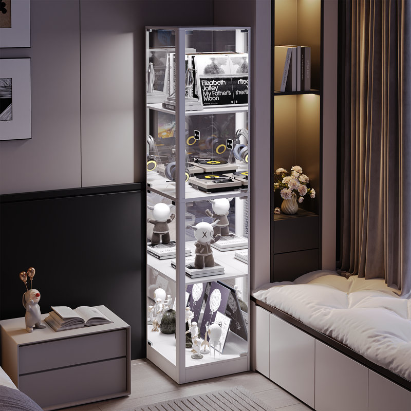 Vitrine de coin 69 "à 4 niveaux avec lumière 69", Blanc