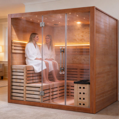 Hylivesaunas Indoor Traditional Steam Sauna with Remote Control in Cedar
