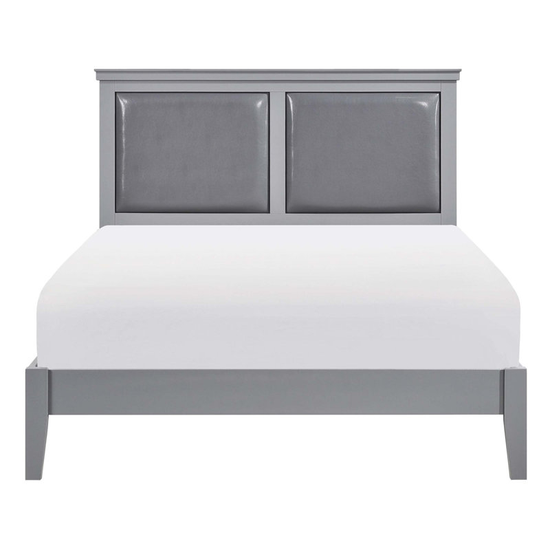 Très grand lit à panneau Classic Classic avec tête de lit tapissier en similicuir, mobilier de chambre en bois
