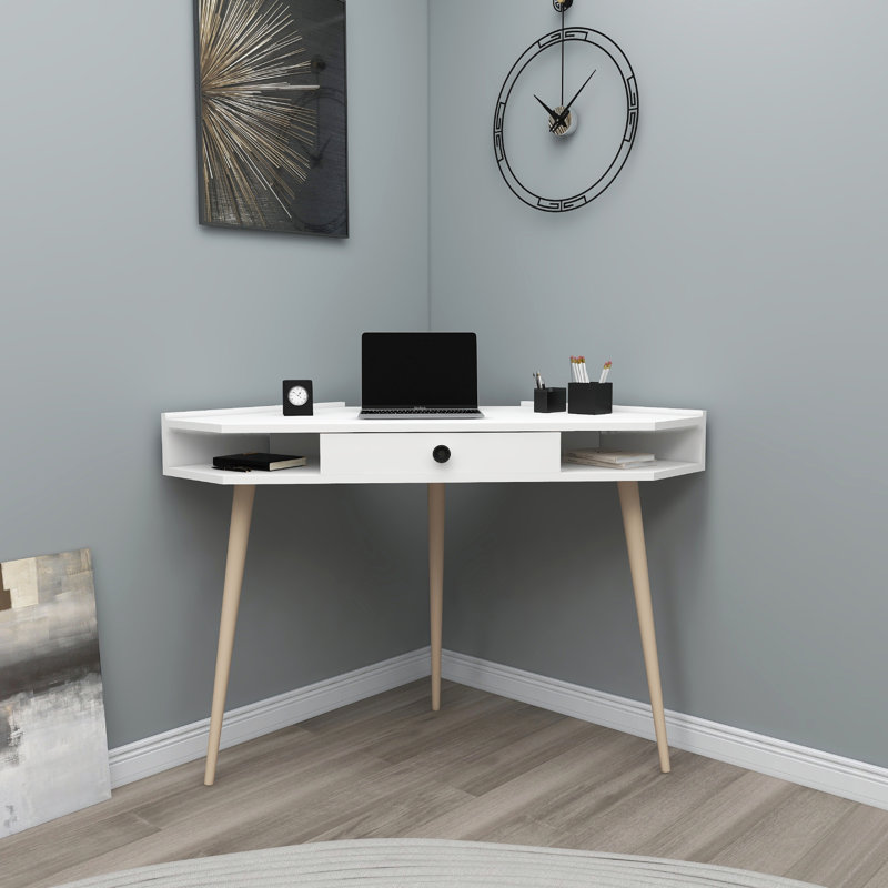 Yair Modular Solid Wood Computer Desk, White