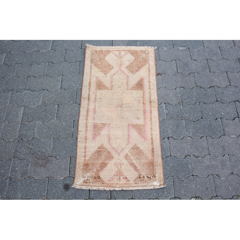 Petit tapis turc rétro Oushak rétro - idéal pour le vestibule et la chambre d'enfant