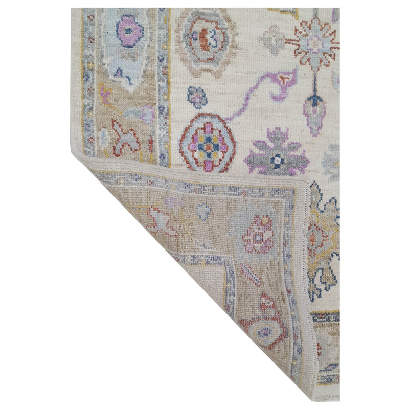 Pacific Ushak Wool Weft 4x6 Ivory / Beige Transitional Hand Knotted Area Rug