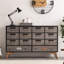 Armoire de rangement rustique industrielle à 14 tiroirs, armoire multifonctionnelle à l'avant et à l'arrière pour le vestibule de la chambre à coucher, l 54,3 po x P 13,7 po x H 34,6 po