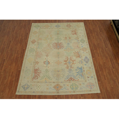 Handmade Wool Oushak Transitional Vegetable Dye Area Rug 9x12