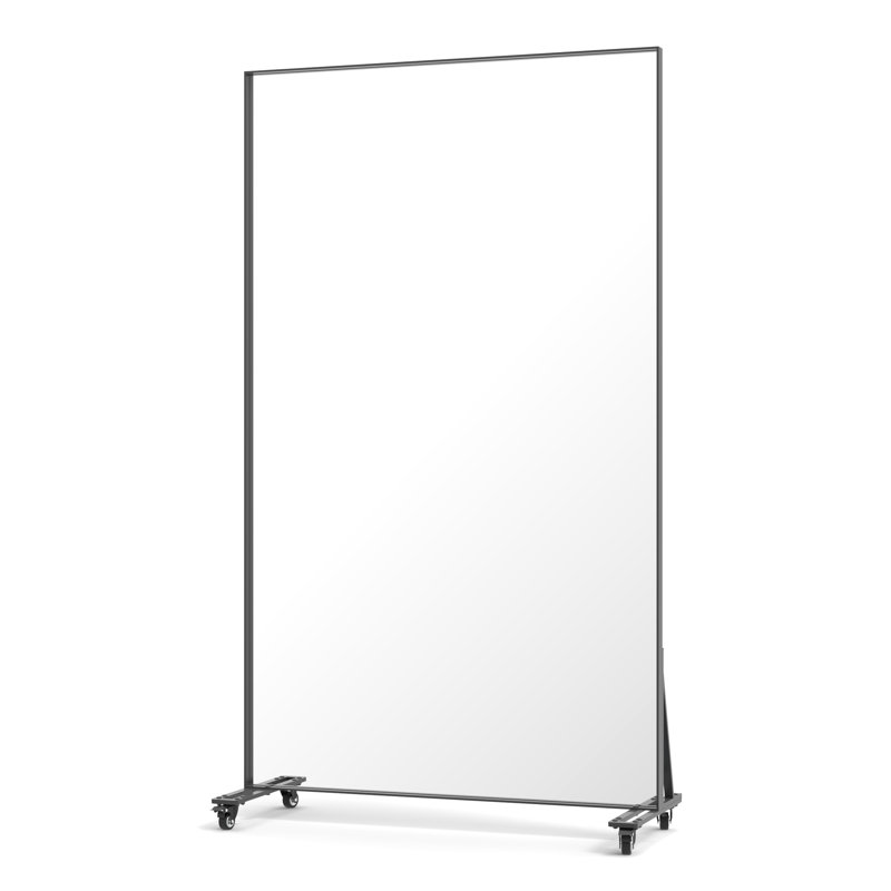67X40 Inch Black Square Mirror With Wheels, Metal Frame, High - Definition, For Bedroom And Living Room Large Dressing Color, Hanging Different Spaces