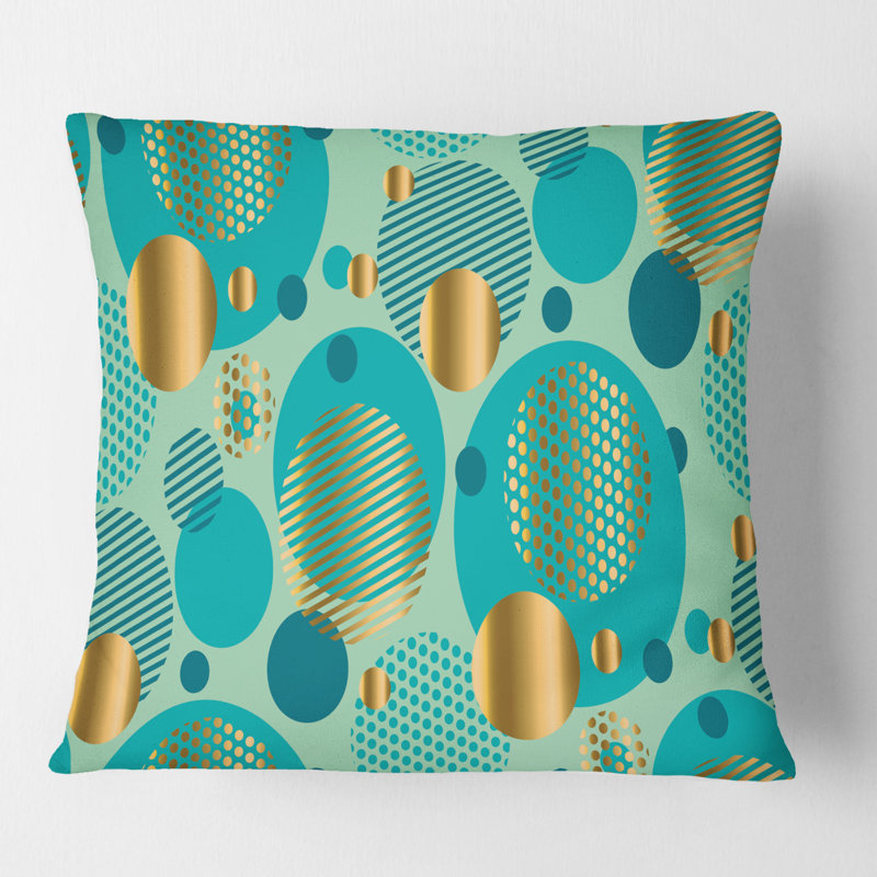 Coussin Gold and Blue Dynamics III - Mid-Century Modern, 18 po x 18 po