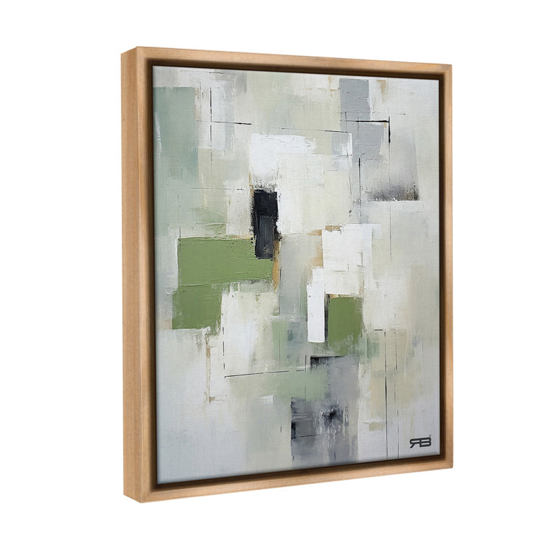 "Subtle Gray Shapes" par RB sur toile, Cadre flottant orme Montalcino, H 31 po x l 25 po