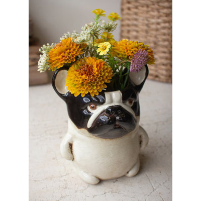  Ensemble de 2 pots à fleurs en céramique Frenchie