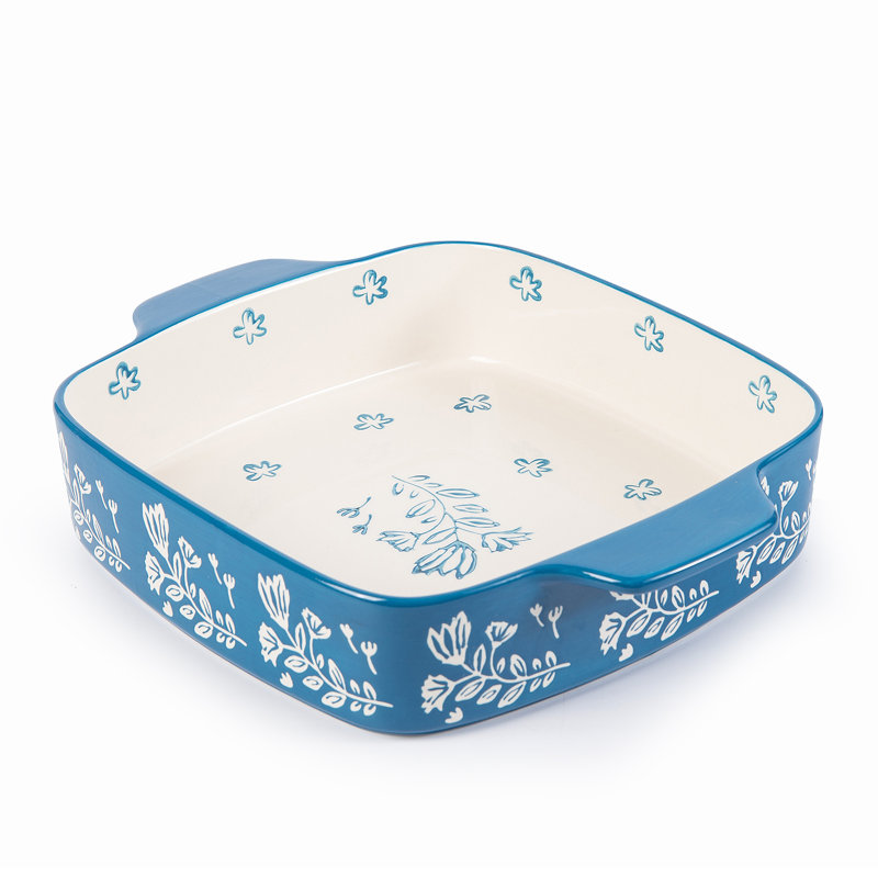 Wisenvoy Square Ceramic Casserole Bakeware, Turquoise