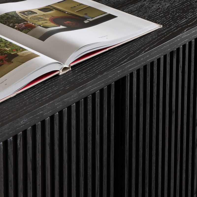 Delphi Media Console-Desert Oak, Black Oak