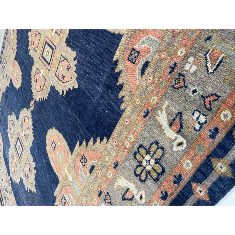 Oriental Area Rug in Beige/Ivory/Navy/Orange
