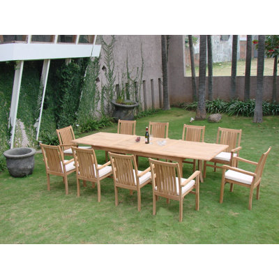 Mallorca 12 - Person Teak Wood Patio Dining Set with Rectangular Table