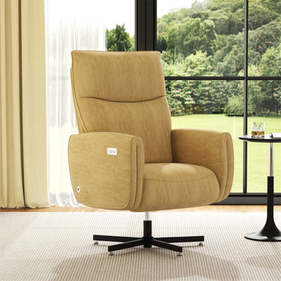 Fauteuil inclinable électrique pivotant, inclinable électrique avec charge USB et de type C, fauteuil d'appoint rembourré en velours pivotant à 360 ° pour le bureau et le salon, facile à assembler, gris foncé
