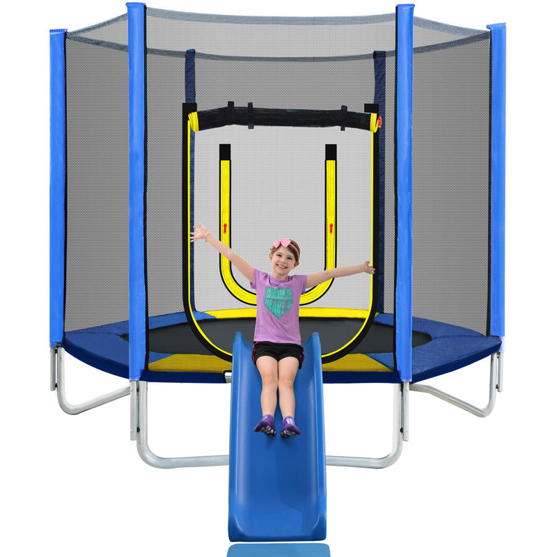 Trampoline 7 pieds pour enfants avec filet de sécurité, Bleu