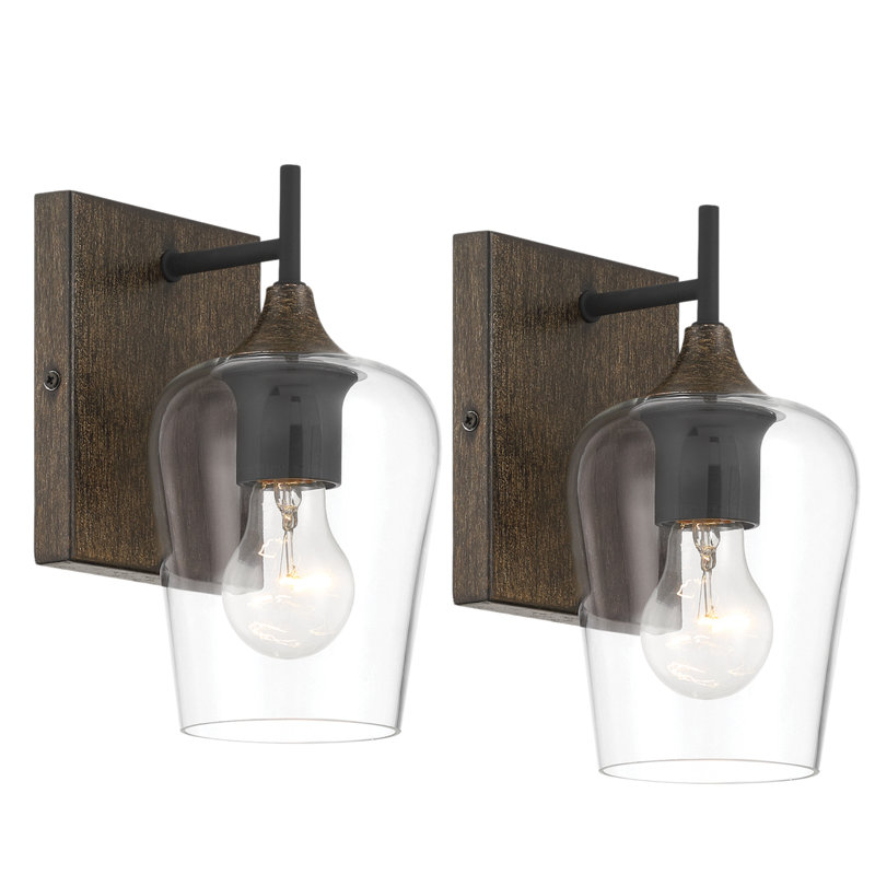 1 - Light Dimmable Armed Sconce, Walnut