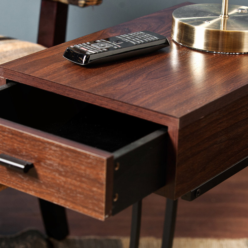 Table de bout, table d'appoint rectangulaire avec une prise USB