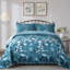 Ensemble de courtepointe 3 pièces en microfibre douce et légère à motif floral dégradé-122596215-122596217