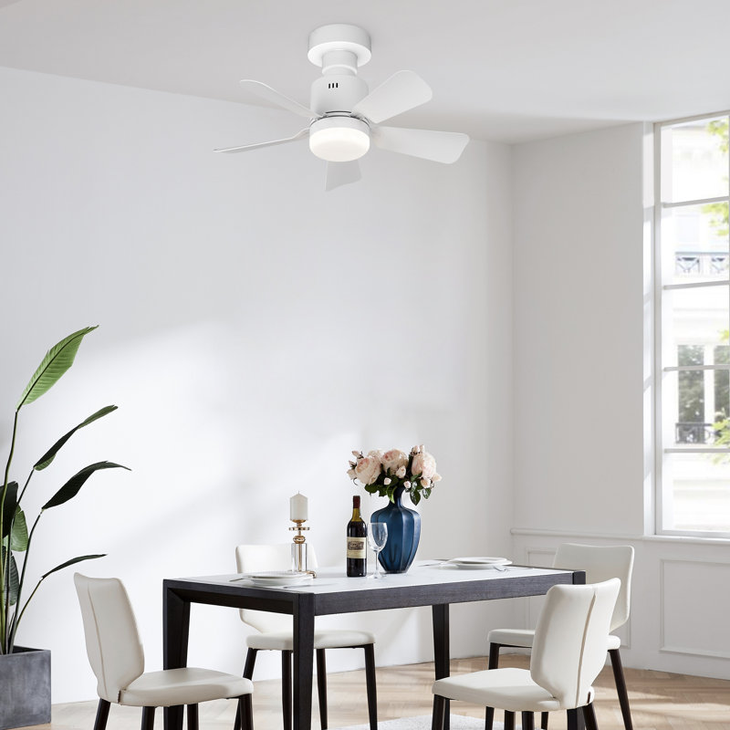 Silvya 45cm 5 - Blade E27 Socket Ceiling Fan with LED Light and Remote, White