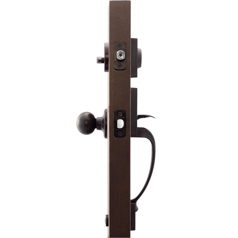 Jeu poignées en cuivre creek avec verrou et bouton de porte et rosette colonial à cylindre simple, Bronze toscan