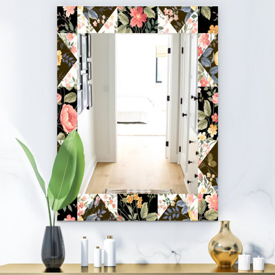 Miroir mural obsidian fleuri 22