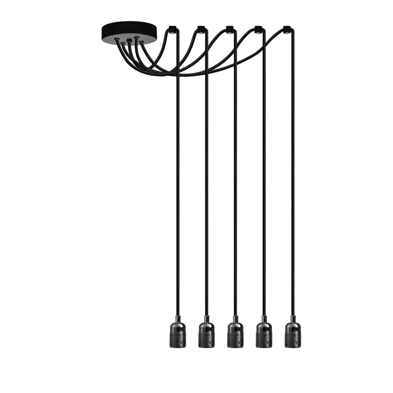 Rona 5 - Light Bulb Pendant, 507cm H x 7cm W x 4cm D, Black Chrome
