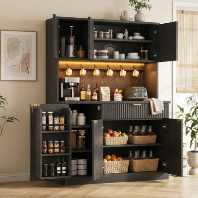 Cabinet multifonctionnel avec rangement, lumières DEL et prises de courant