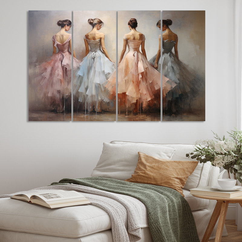 Danse, forme gracieuse sur toile, reproduction de 4 pièces