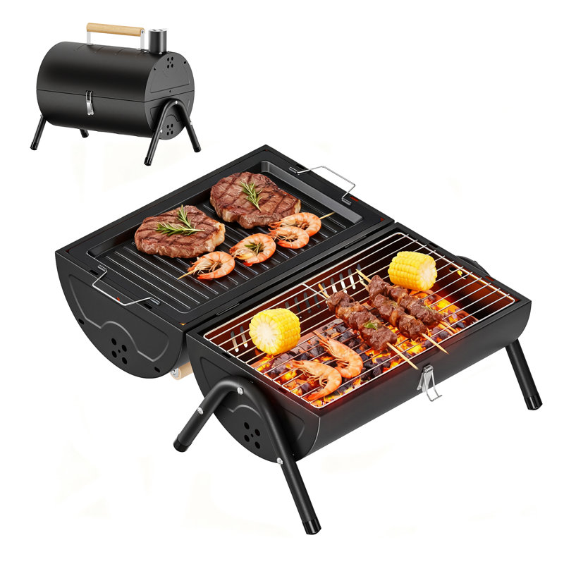 Barbecue au charbon portatif FANHAO, petit barbecue au charbon pour cheminée, barbecue de table compact pour la cour de pique-nique du camping, patio