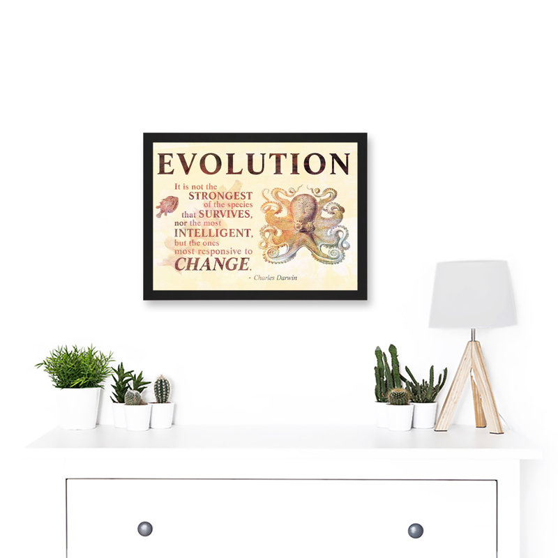 Evolution Darwin Responsive Change Strongest Quote Octopus - Single Picture Frame Print