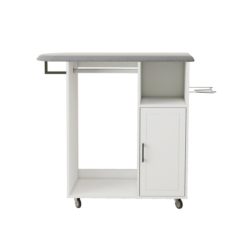 Foldable Ironing Board Cart On Wheels - Space-Saving Rolling Ironing Station With Storage Shelf