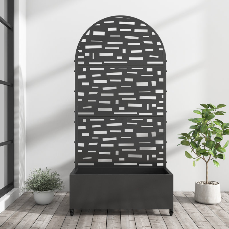 Arch Outdoor Metal Planter Box Raised Garden Bed in Black, 72" H x 35" W x 16" D