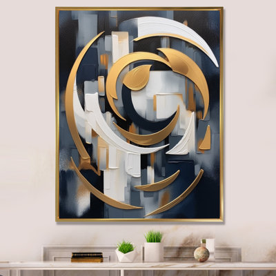 Or blanc et formes harmonieuses sur toile