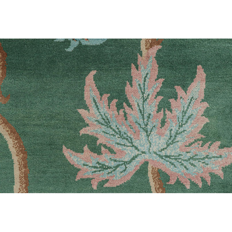 Hand Knotted Wool Floral Area Rug, Rectangle 9' x 12'
