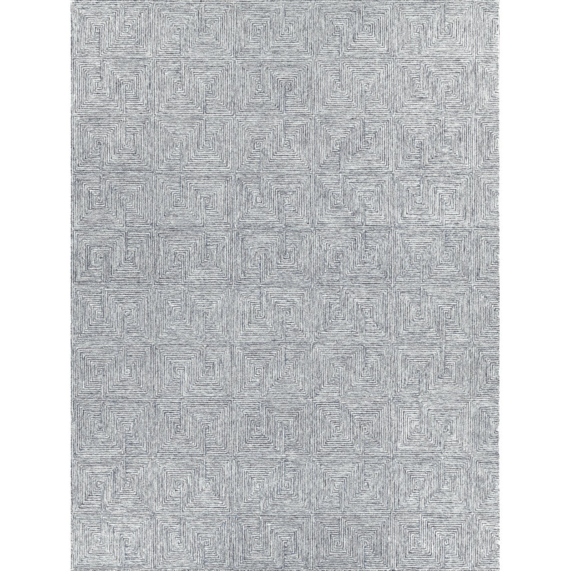 Caprice Geometric Handmade Tufted Area Rug, Rectangle 8' x 10', Blue/Ivory