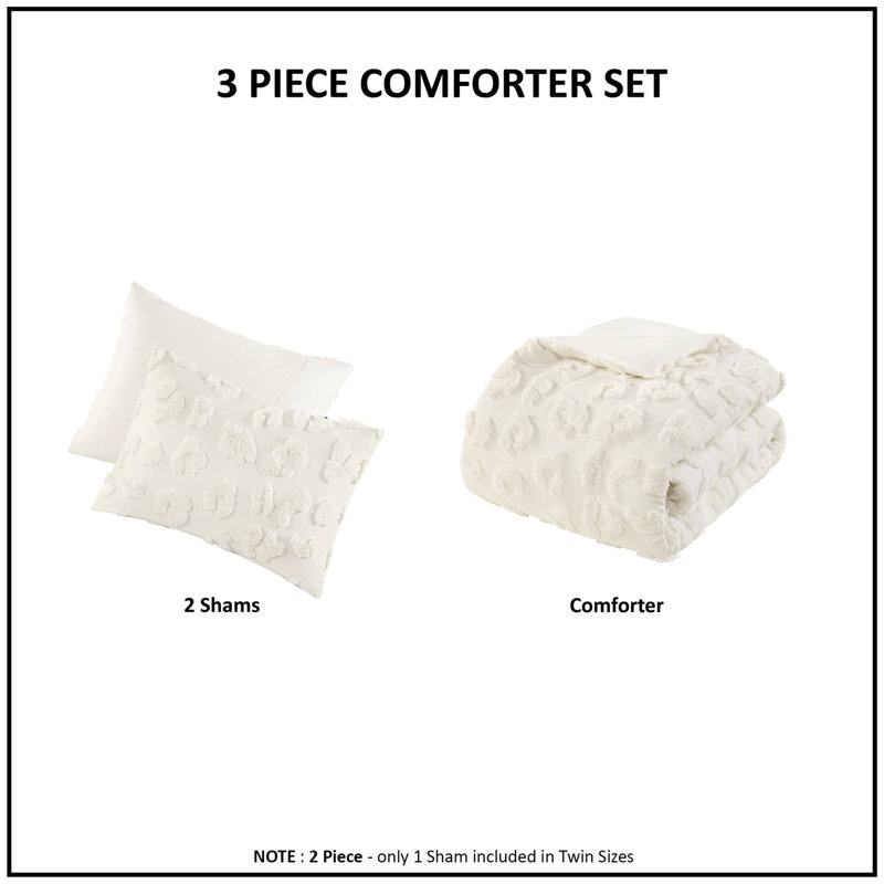 Full Off-White Microfiber Chenille Comforter Set