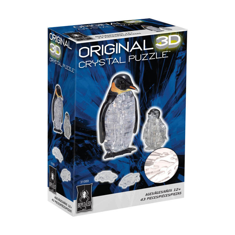 Pingouin et bébé en cristal 3D