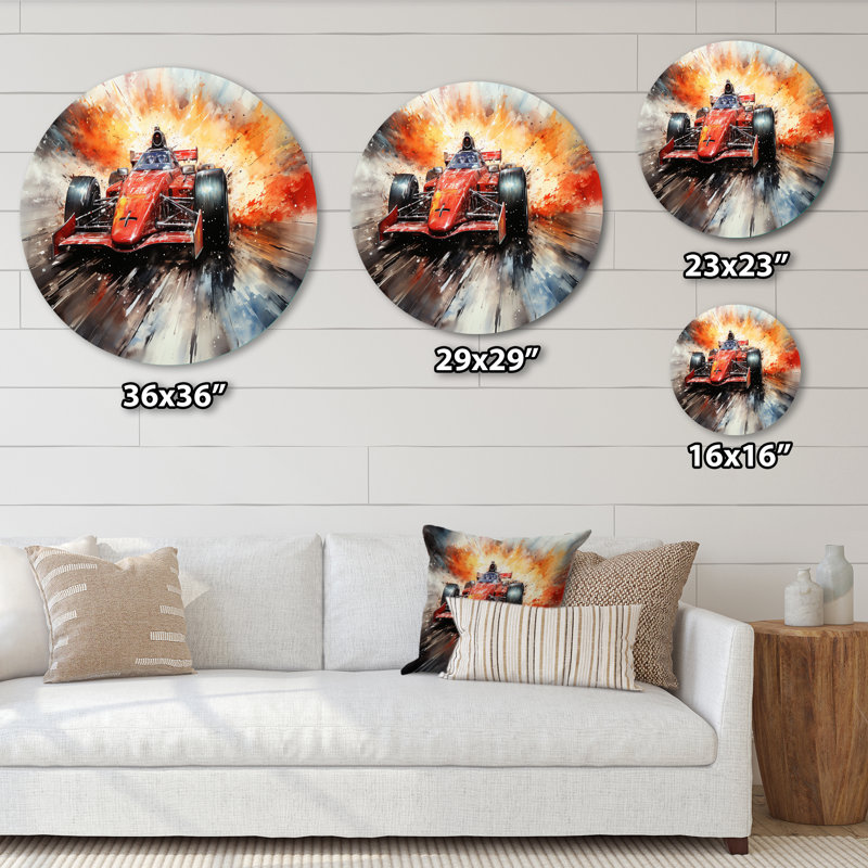 Voiture de Formule 1, Speedway Fury 2 - Art rond en métal, H 36 po x l 36 po